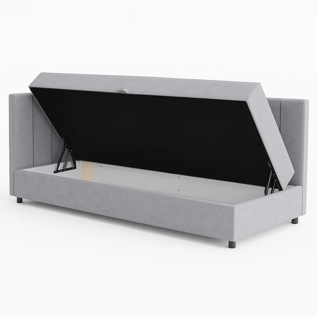 Tapczan łóżko jednoosobowe z pojemnikiem do salonu Sofaro Plus 80x200 Szary