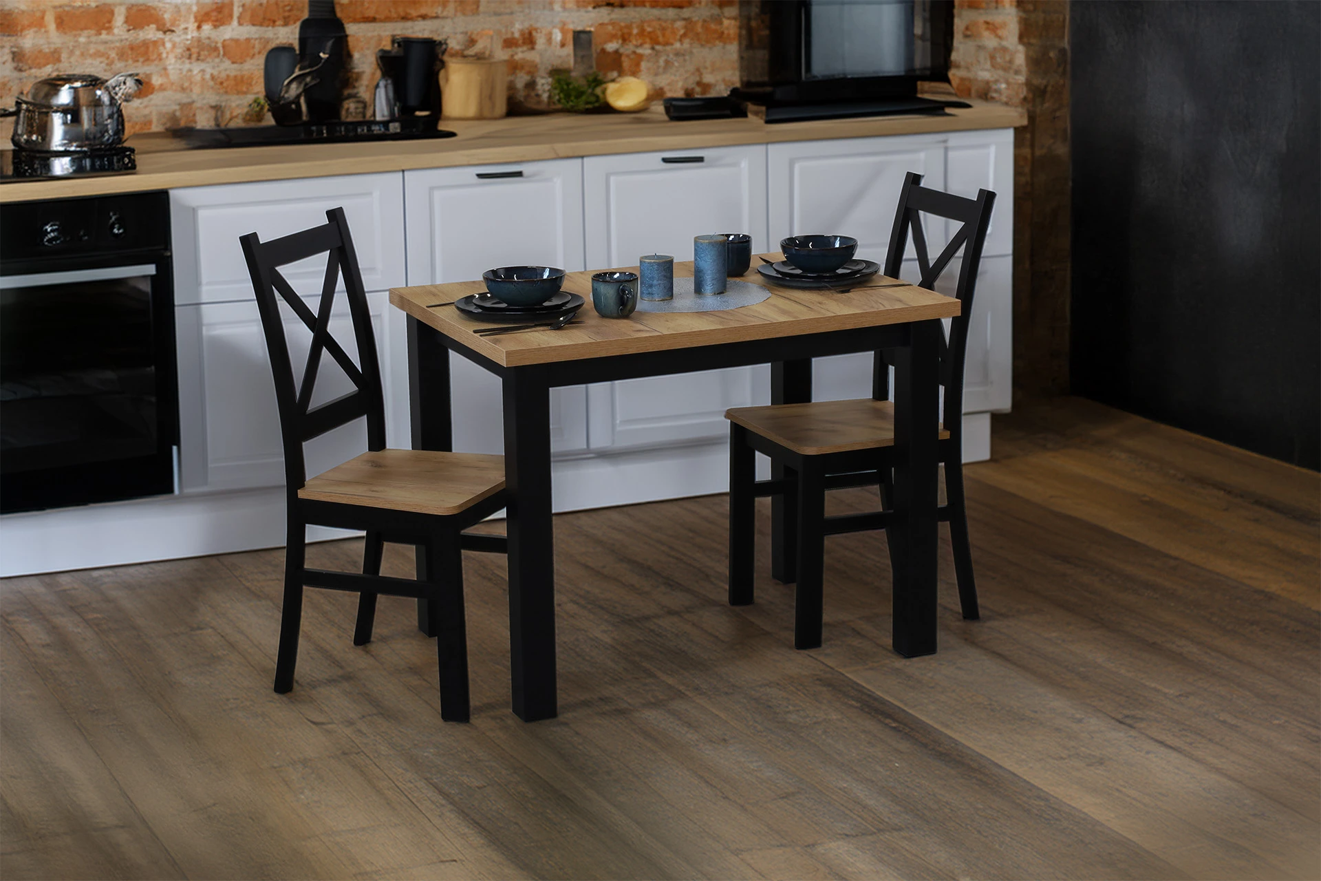 Stół do kuchni jadalni LAP 100x70 Czarny/Dąb Craft