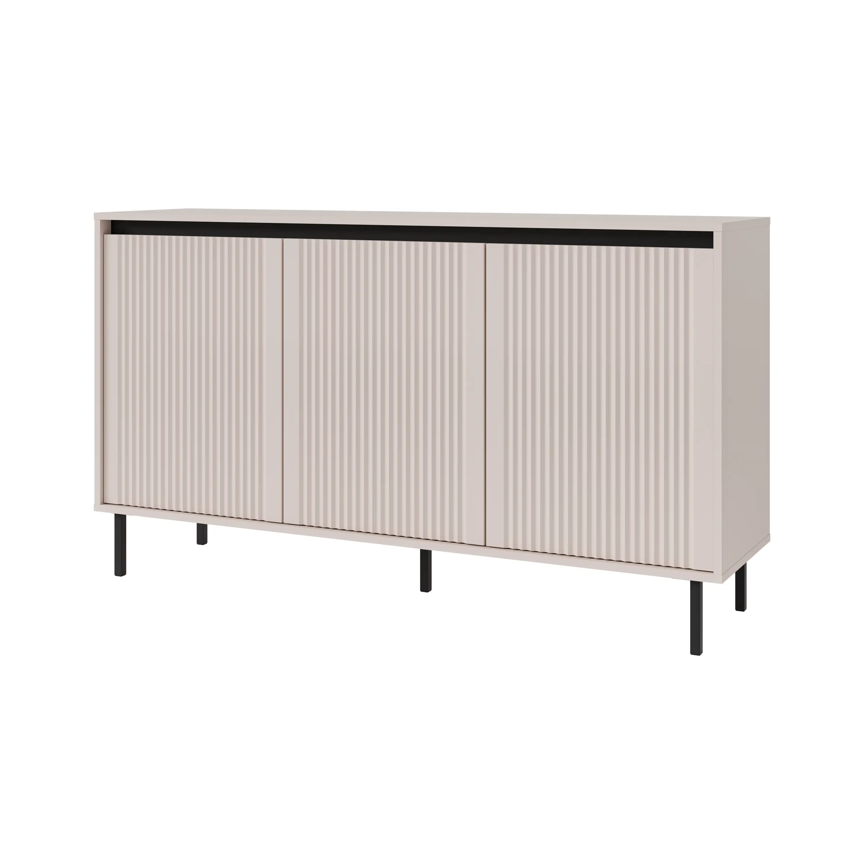 Komoda z ryflowanym frontem Yukashi 3F T813 beżowa