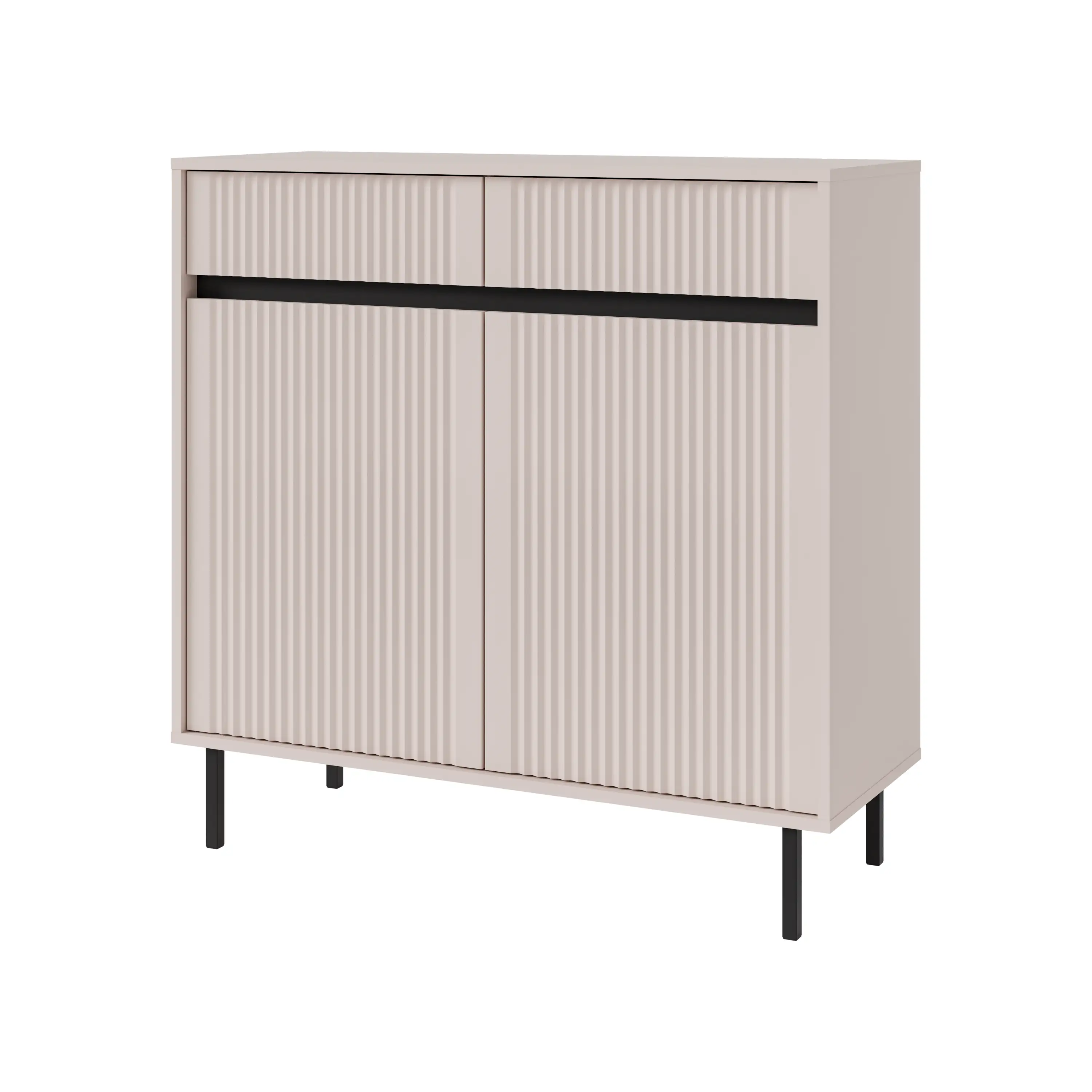 Komoda z ryflowanym frontem Yukashi 2F2S T822 beżowa