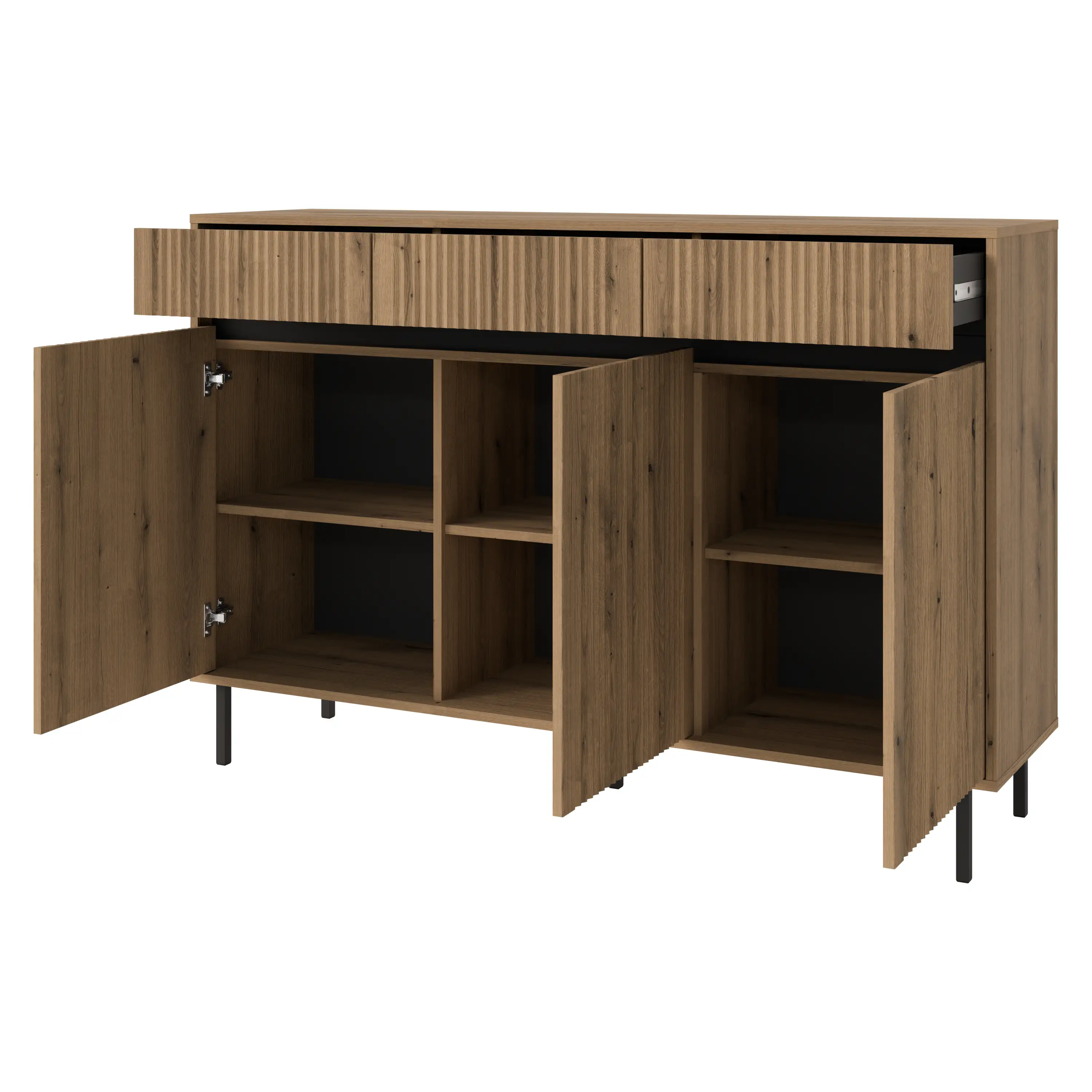 Komoda z ryflowanym frontem Yukashi 3F3S T833 dąb evoke