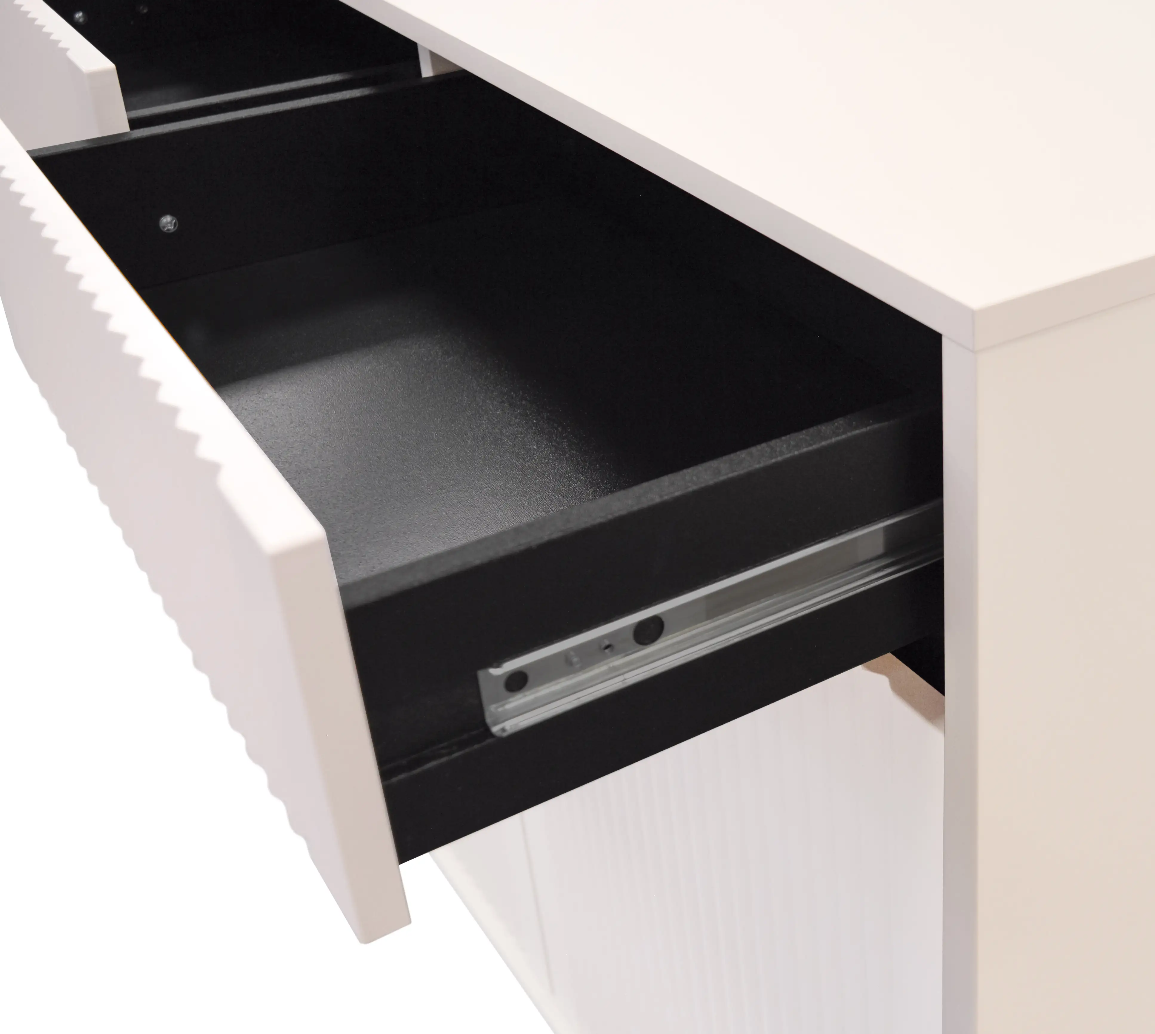 Szafka RTV z ryflowanymi frontami Yukashi 2S T312 beżowa