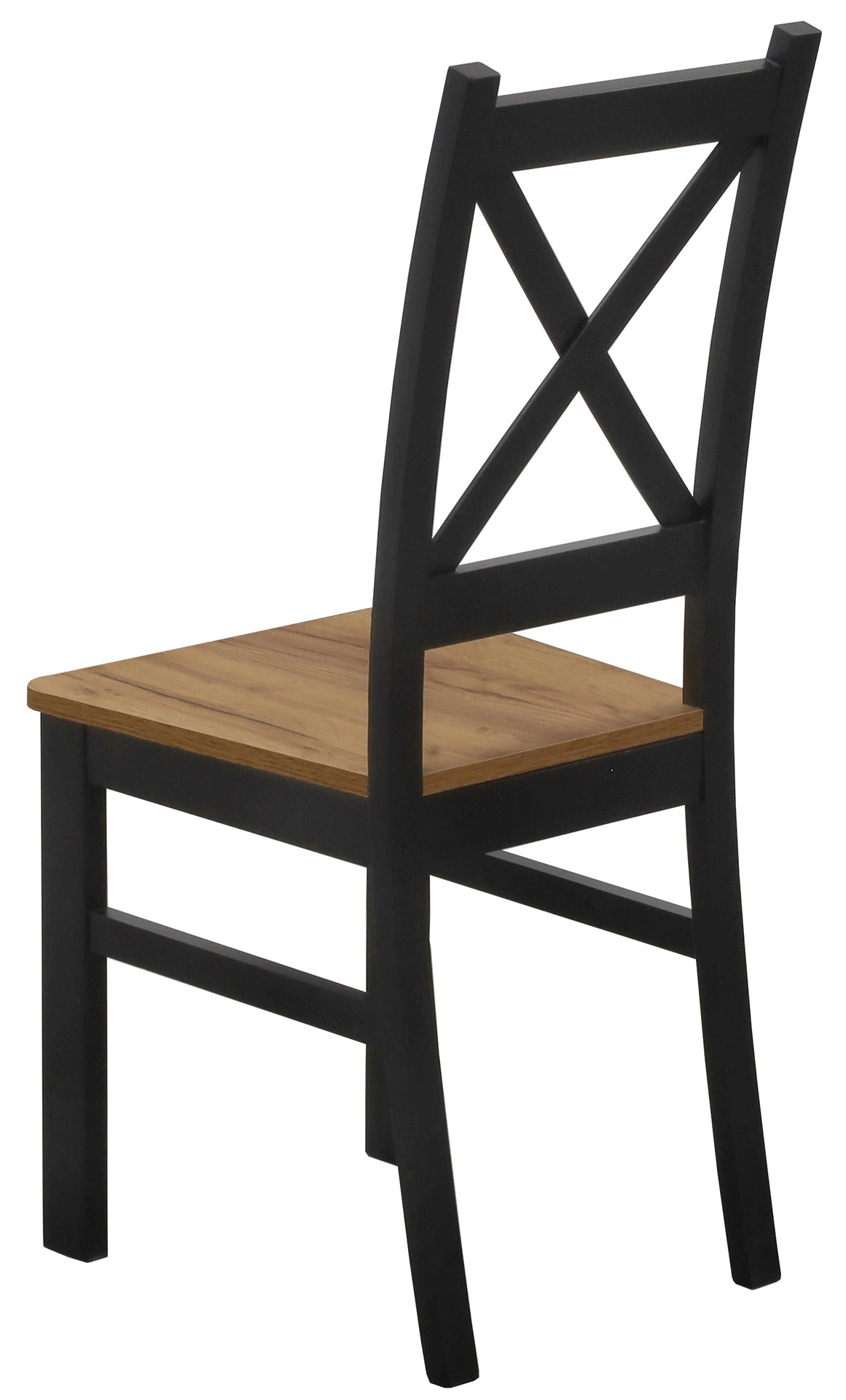 Zestaw 2x Krzesło krzyżak drewniane do jadalni Czarny/Dąb Craft