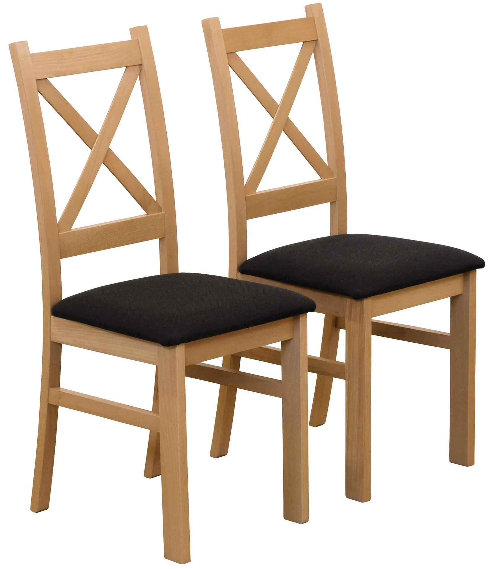 Zestaw 2x Krzesło krzyżak tapicerowane do jadalni Dąb Artisan/Czarny