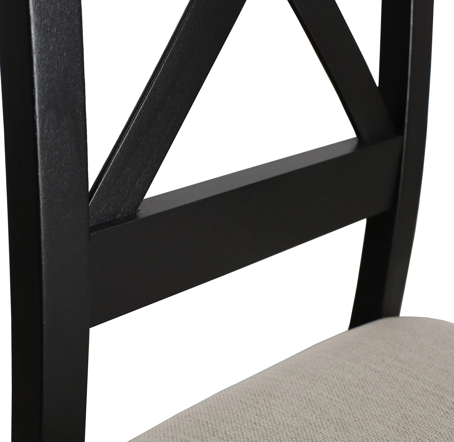 Zestaw 4x Krzesło krzyżak tapicerowane do jadalni Czarny/Beż