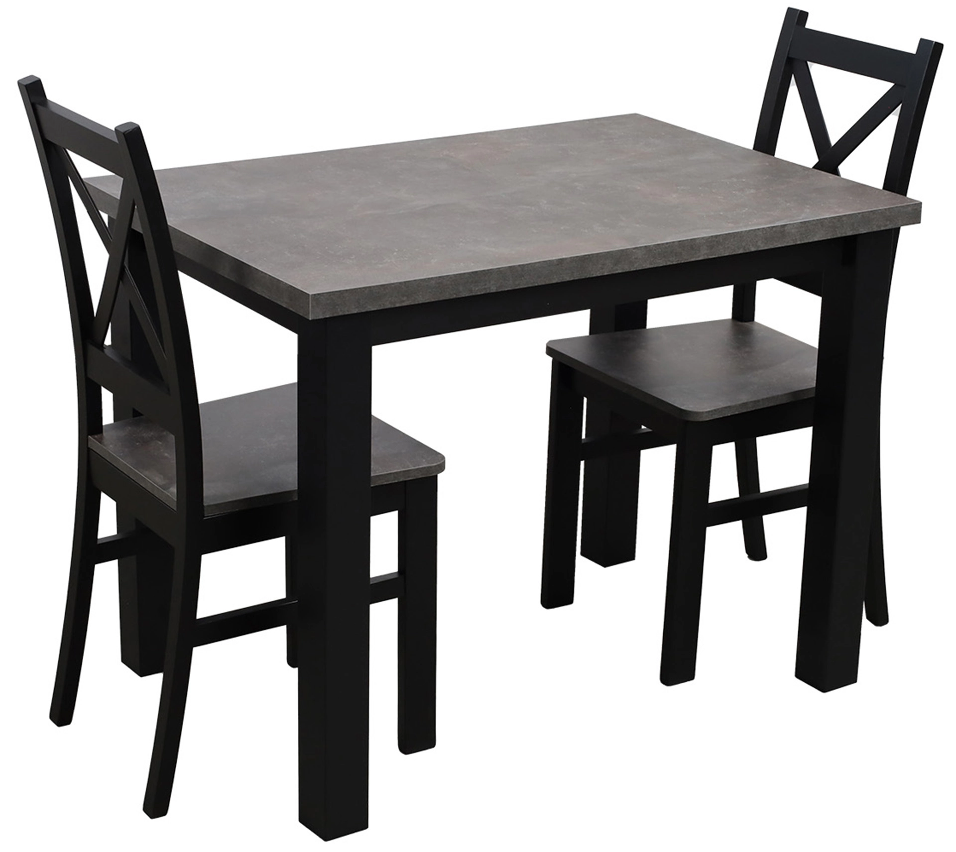 Zestaw stół 100x70 z 2 krzesłami M001-2 Czarny/Beton