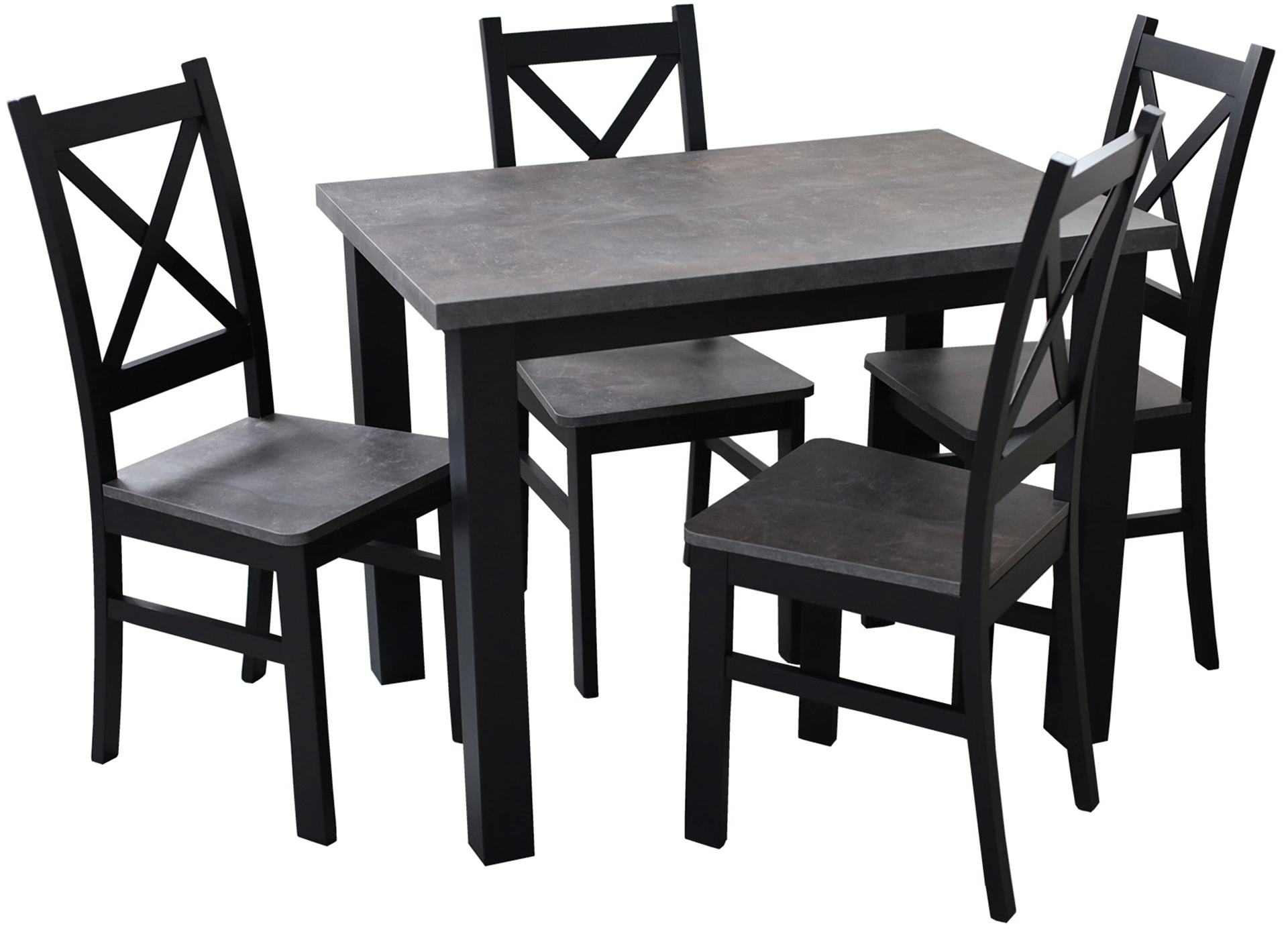 Zestaw stół 100x70 z 4 krzesłami M001-4 Czarny/Beton
