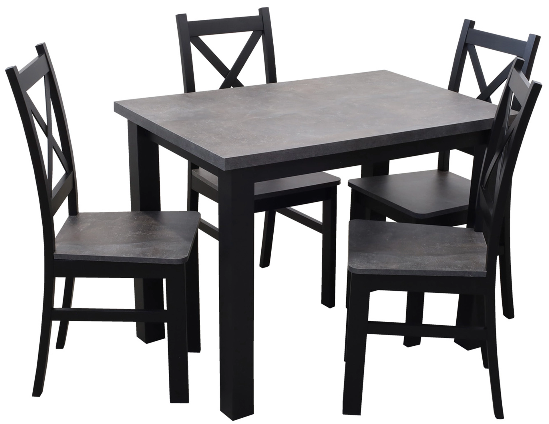 Zestaw stół 120x80 z 4 krzesłami M002-4 Czarny/Beton