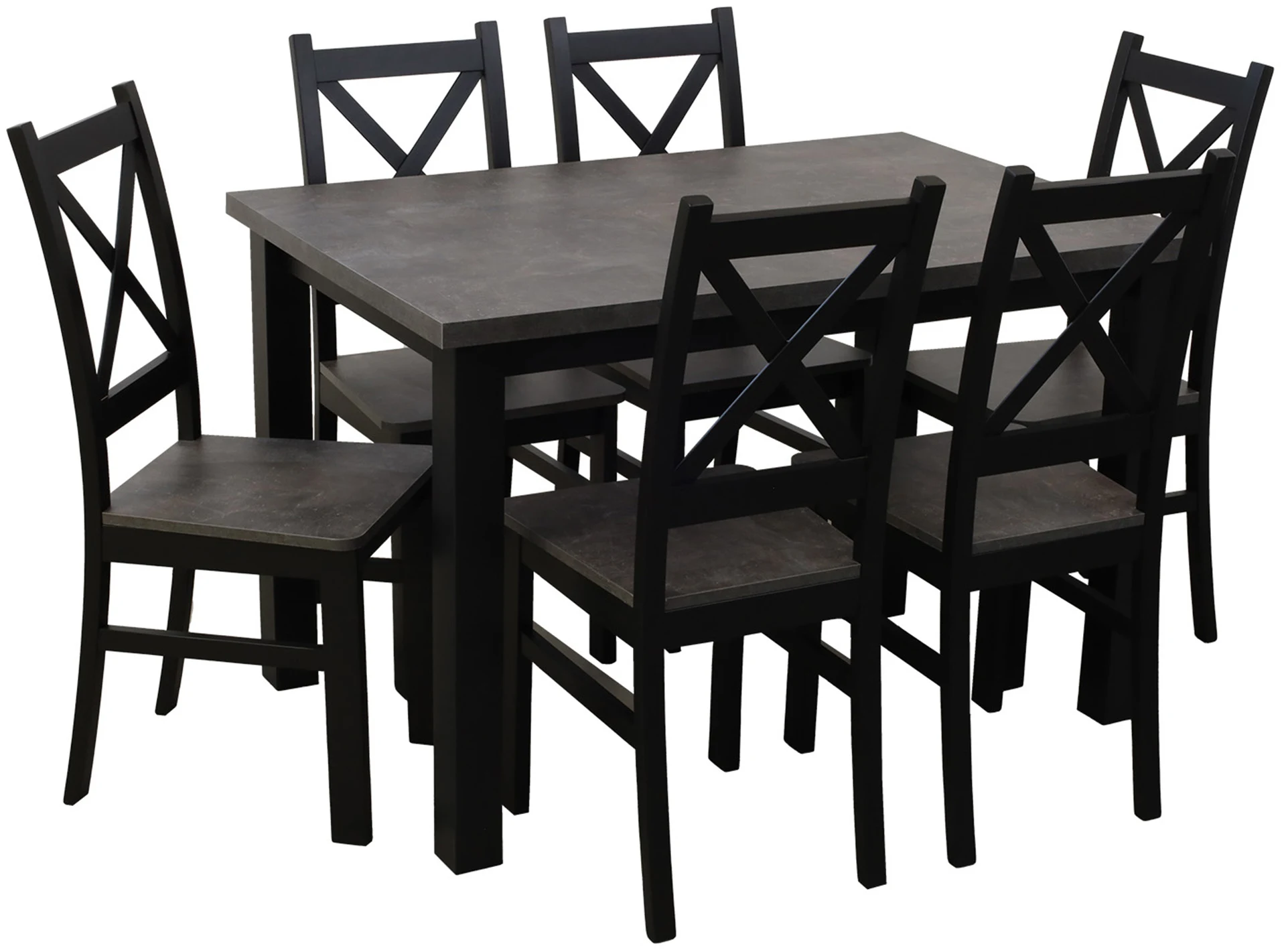 Zestaw stół 120x80 z  6 krzesłami M002-6 Czarny/Beton