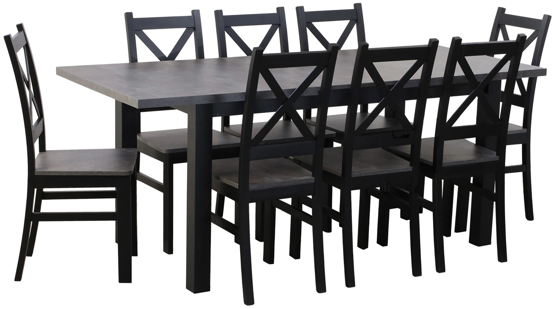 Zestaw stół 150/190x80 z 4 krzesłami M003-4 Czarny/Beton