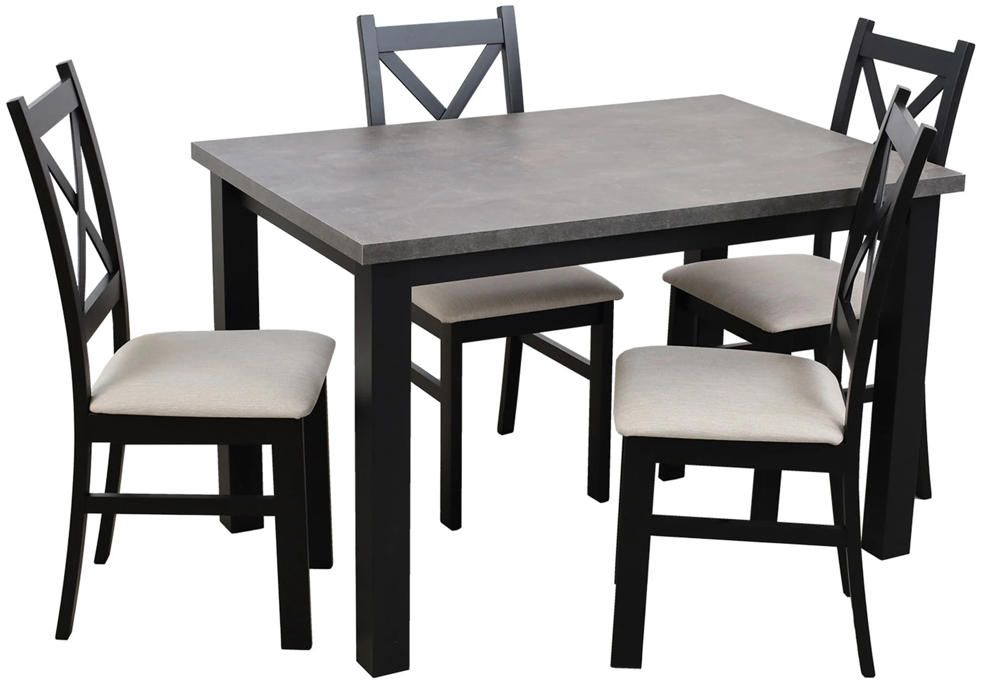 Stół 120x80 z 4 krzesłami M005-4 Czarny/Beton