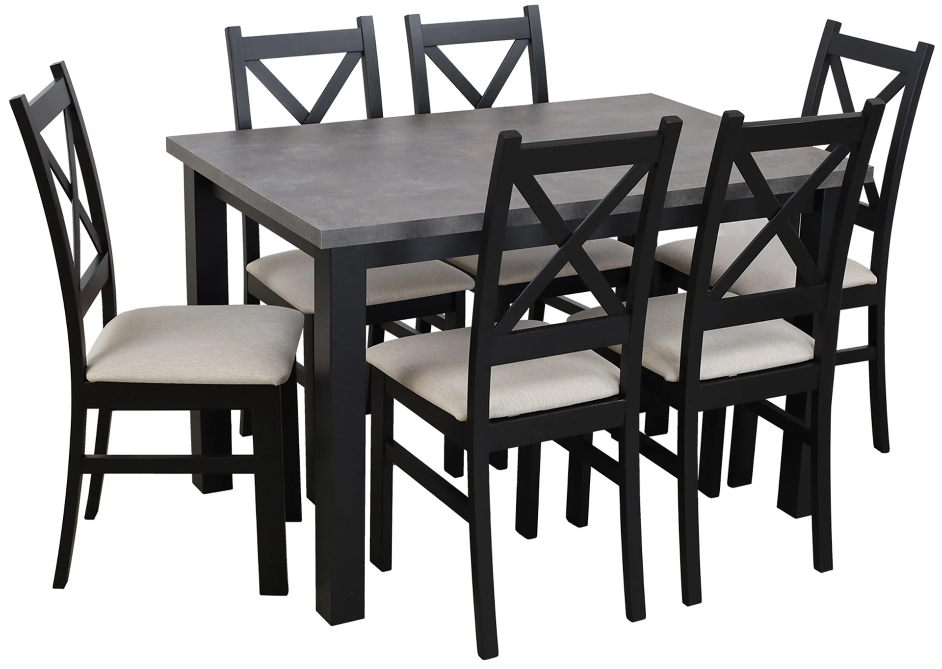 Stół 120x80 z 6 krzesłami M005-6 Czarny/Beton