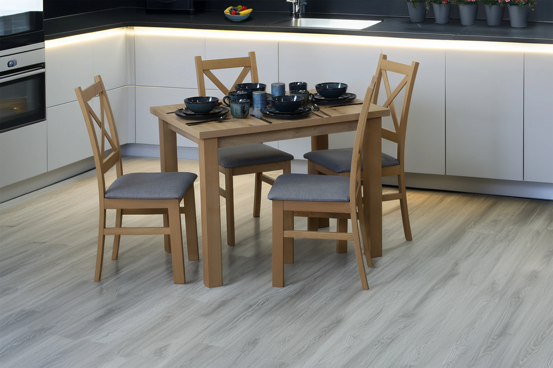 Komplet stół 100x70 z 4 krzesłami M007-4 Dąb Artisan