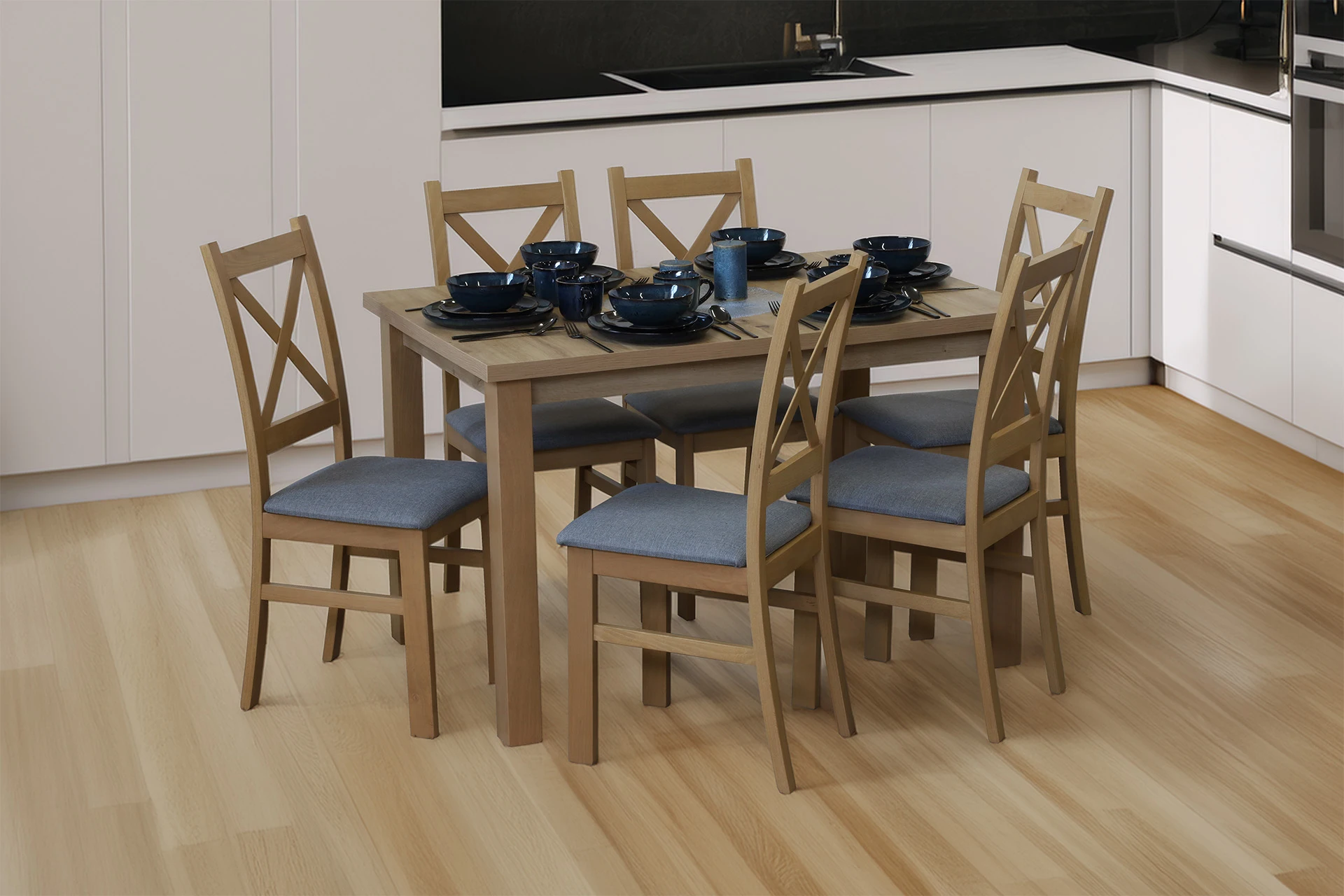 Komplet stół 120x80 z 6 krzesłami M008-6 Dąb Artisan