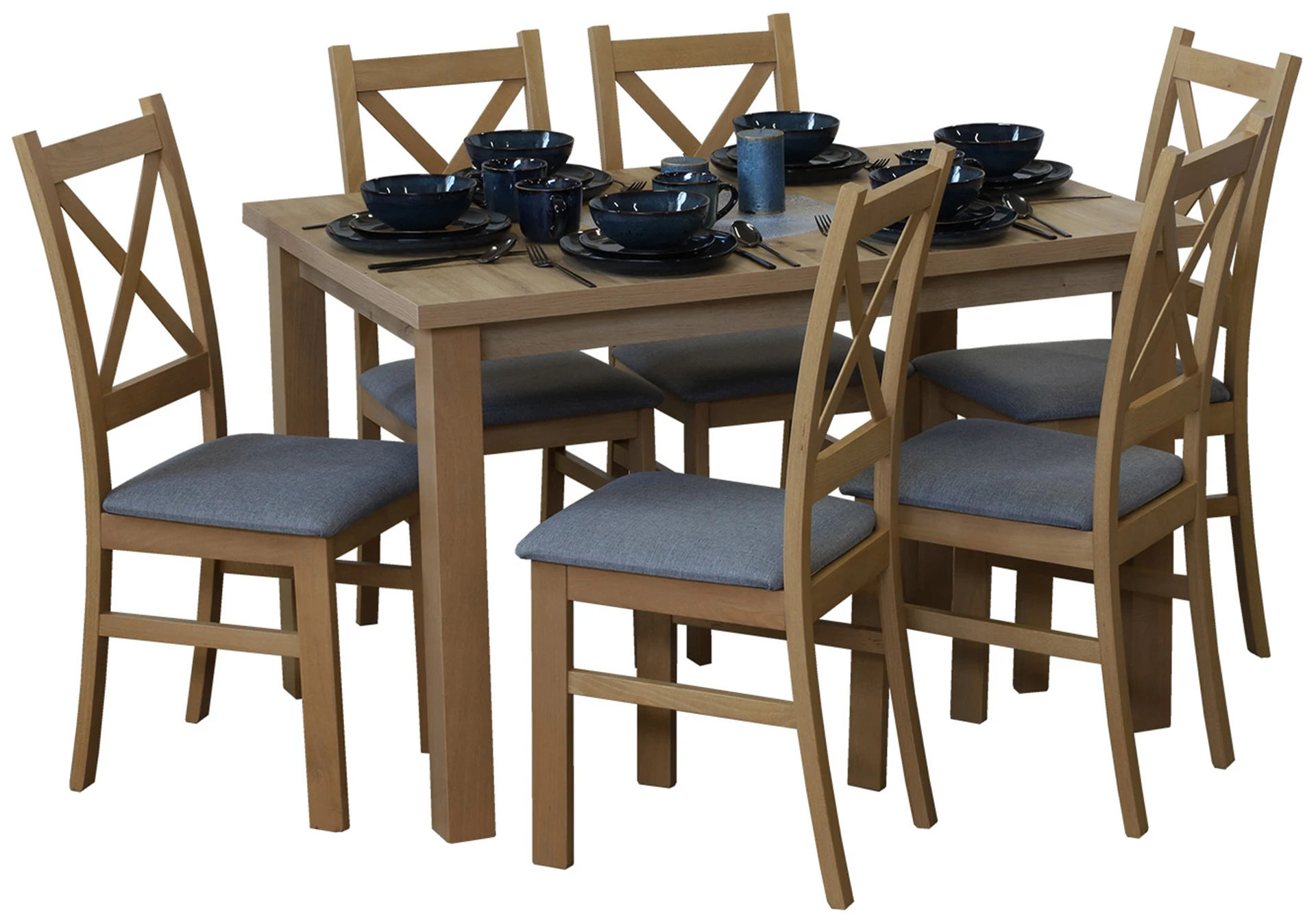 Komplet stół 120x80 z 6 krzesłami M008-6 Dąb Artisan