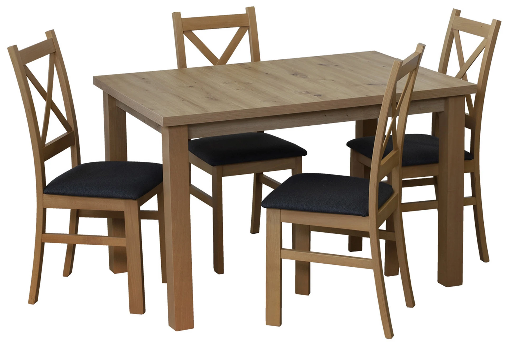 Komplet stół 120x80 z 4 krzesłami M011-4 Dąb Artisan
