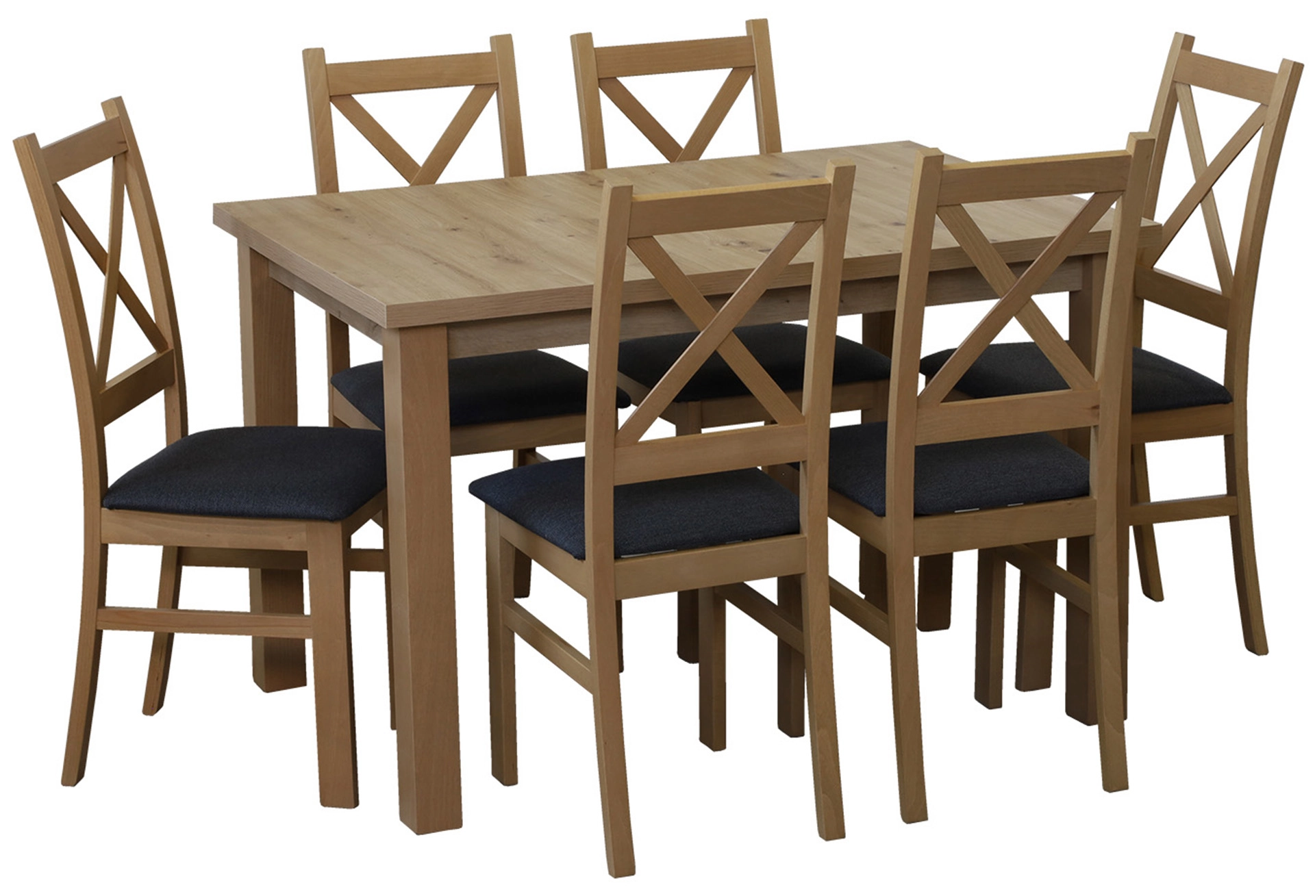 Komplet stół 120x80 z 6 krzesłami M011-6 Dąb Artisan