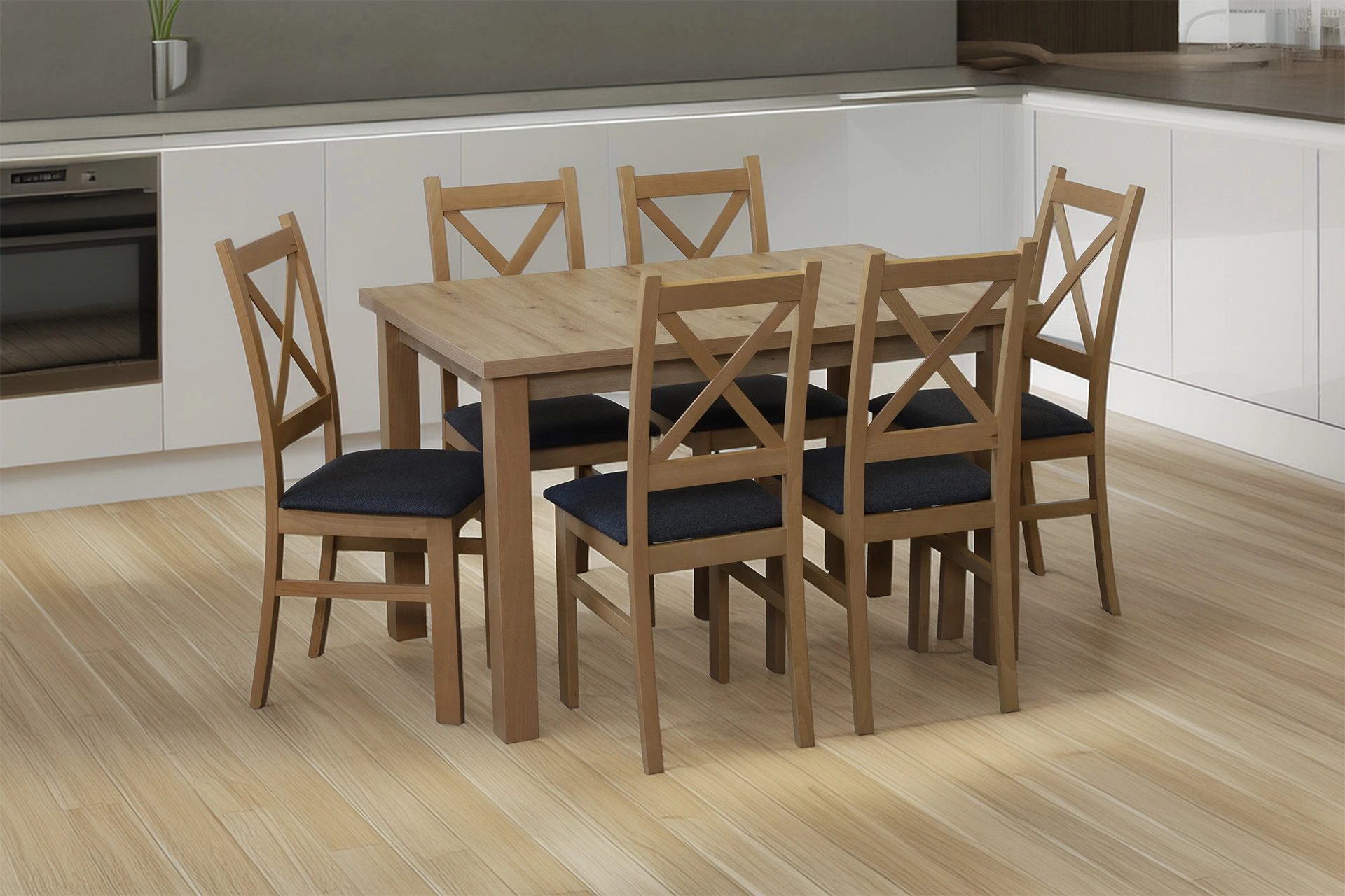 Komplet stół 120x80 z 6 krzesłami M011-6 Dąb Artisan