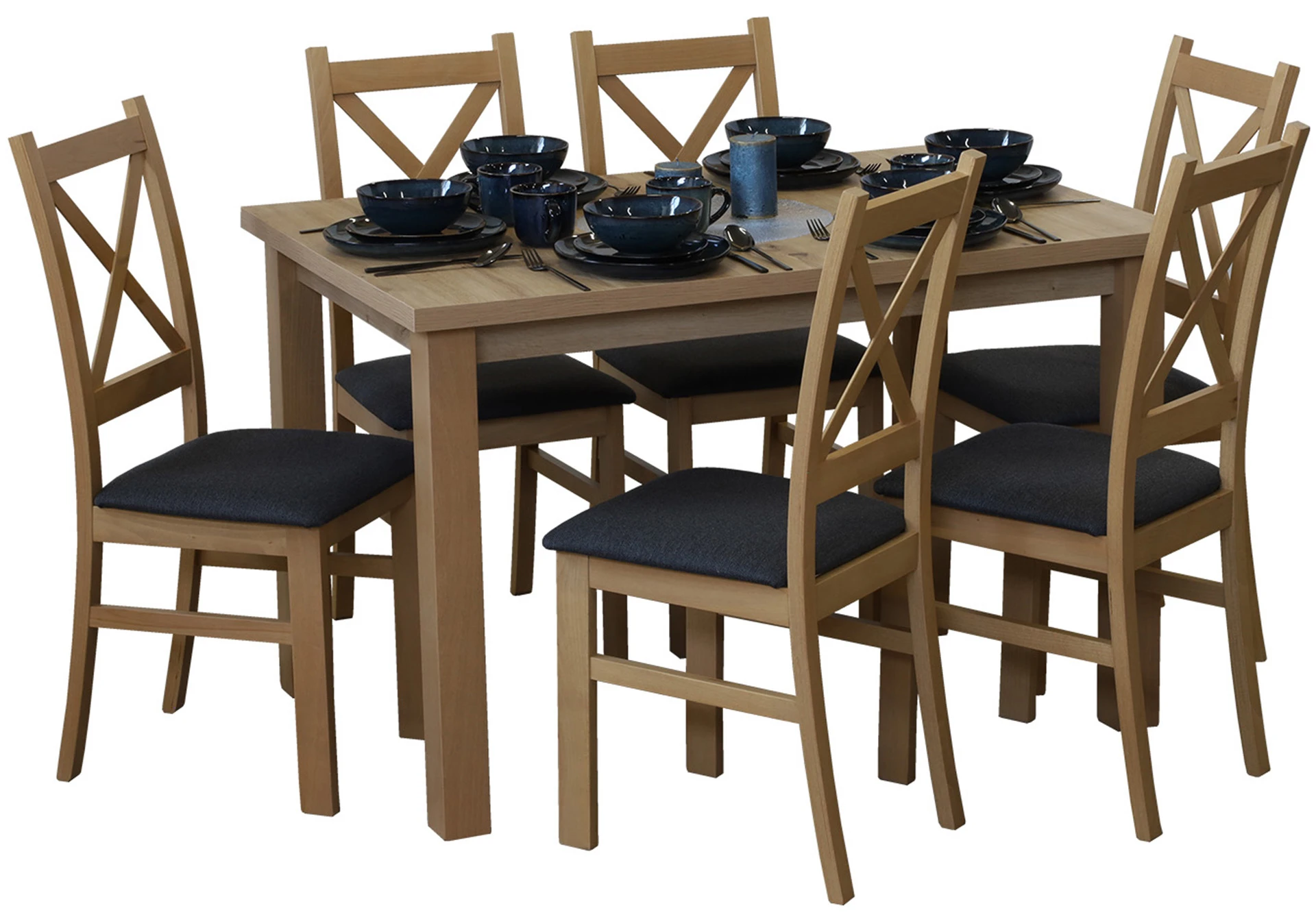 Komplet stół 120x80 z 6 krzesłami M011-6 Dąb Artisan