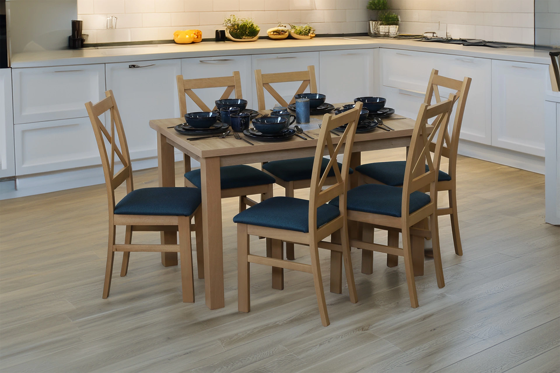 Stół 120x80 z 6 krzesłami M014-6 Dąb Artisan