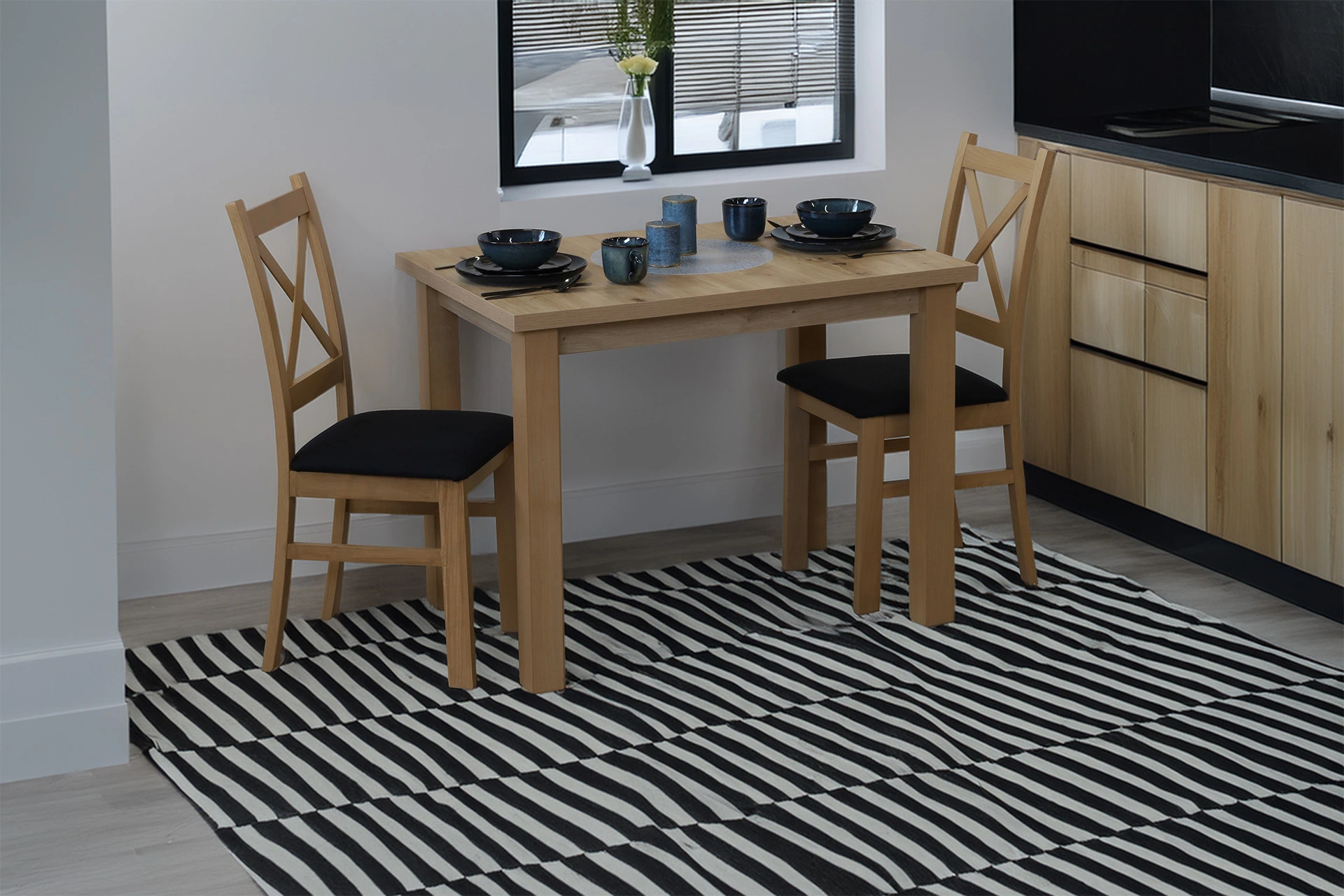 Stół 100x70 z 2 krzesłami M016-2 Dąb Artisan