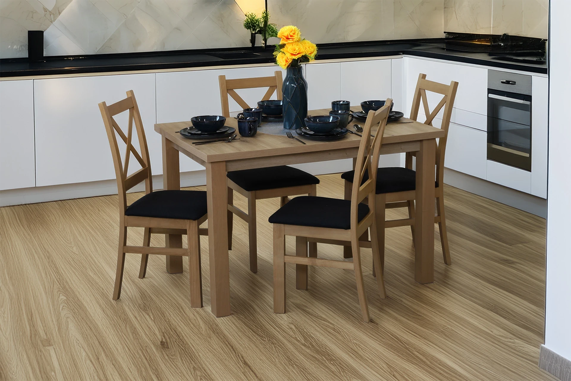 Komplet 120x80 z 4 krzesłami M017-4 Dąb Artisan