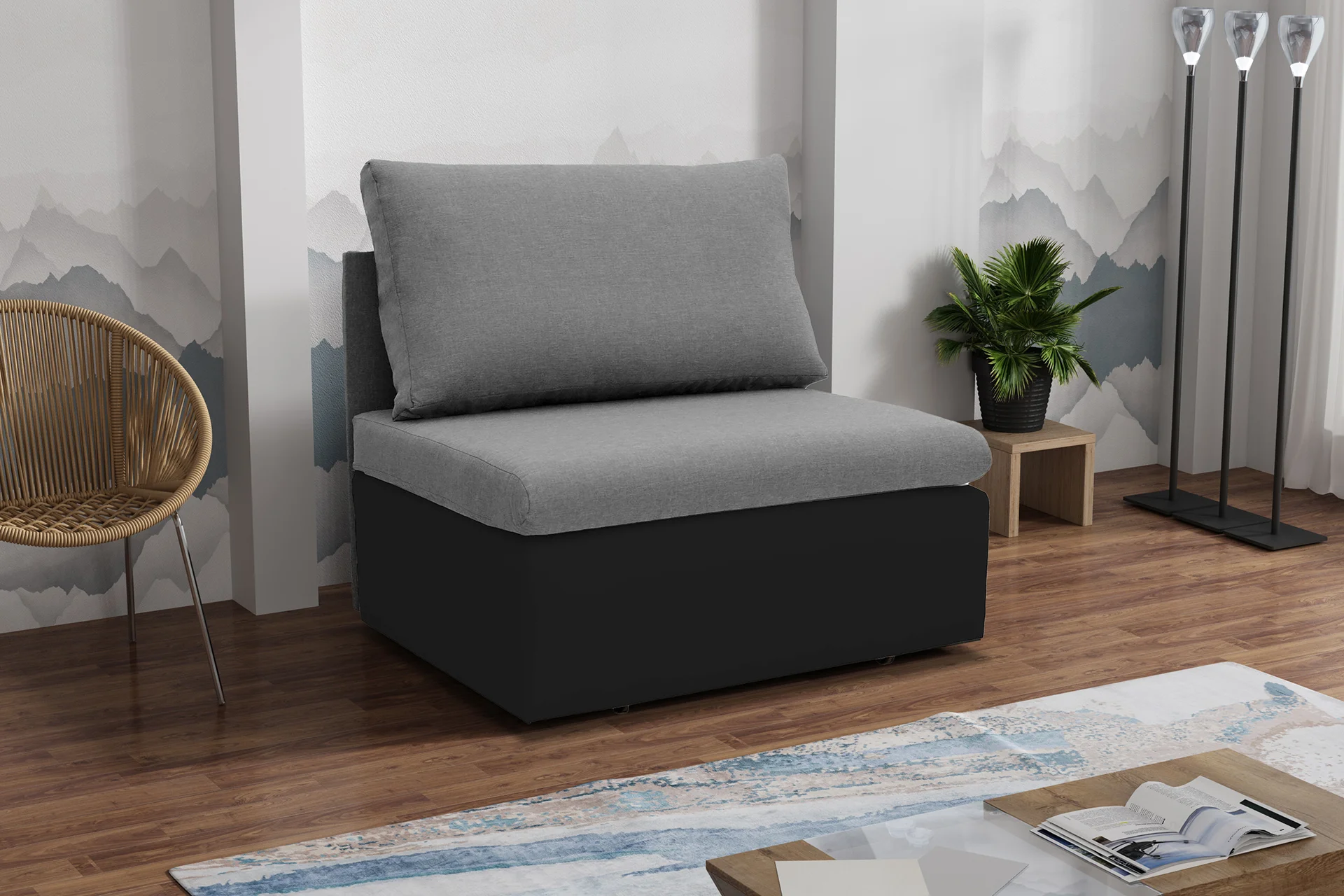 Sofa jednoosobowa do spania Toledo Szary/Czarny