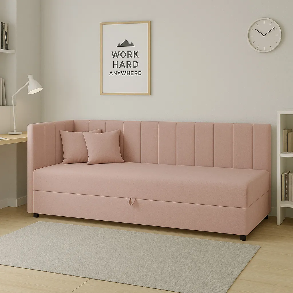 Łóżko kontynentalne 1-osobowe Sofaro Plus 90x200 Różowe