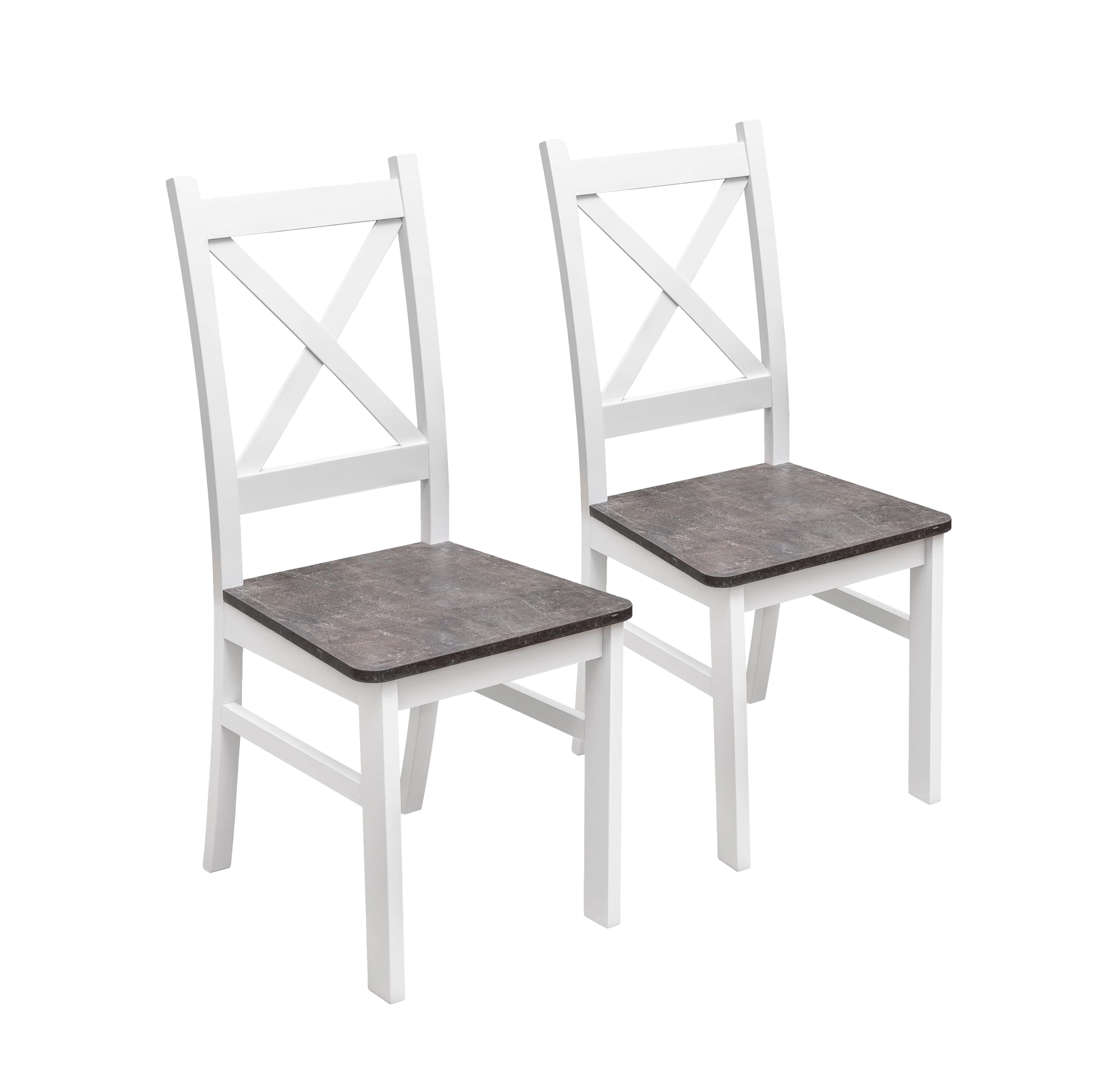 Zestaw 2x Krzesło do kuchni jadalni drewniane KRT Biały/Beton