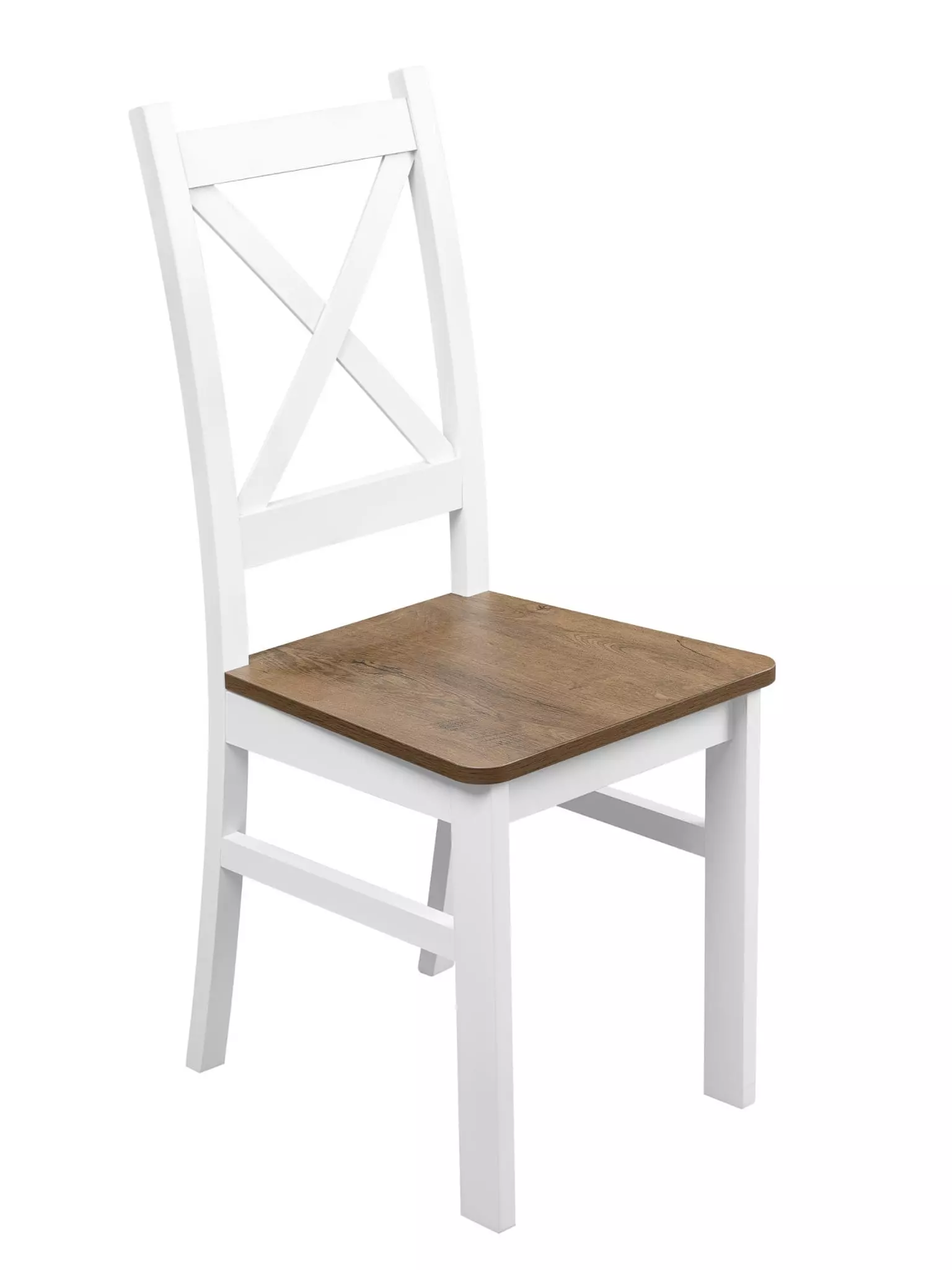 Zestaw 4x Krzesło do kuchni jadalni drewniane KRT Biały/Dąb Lefkas