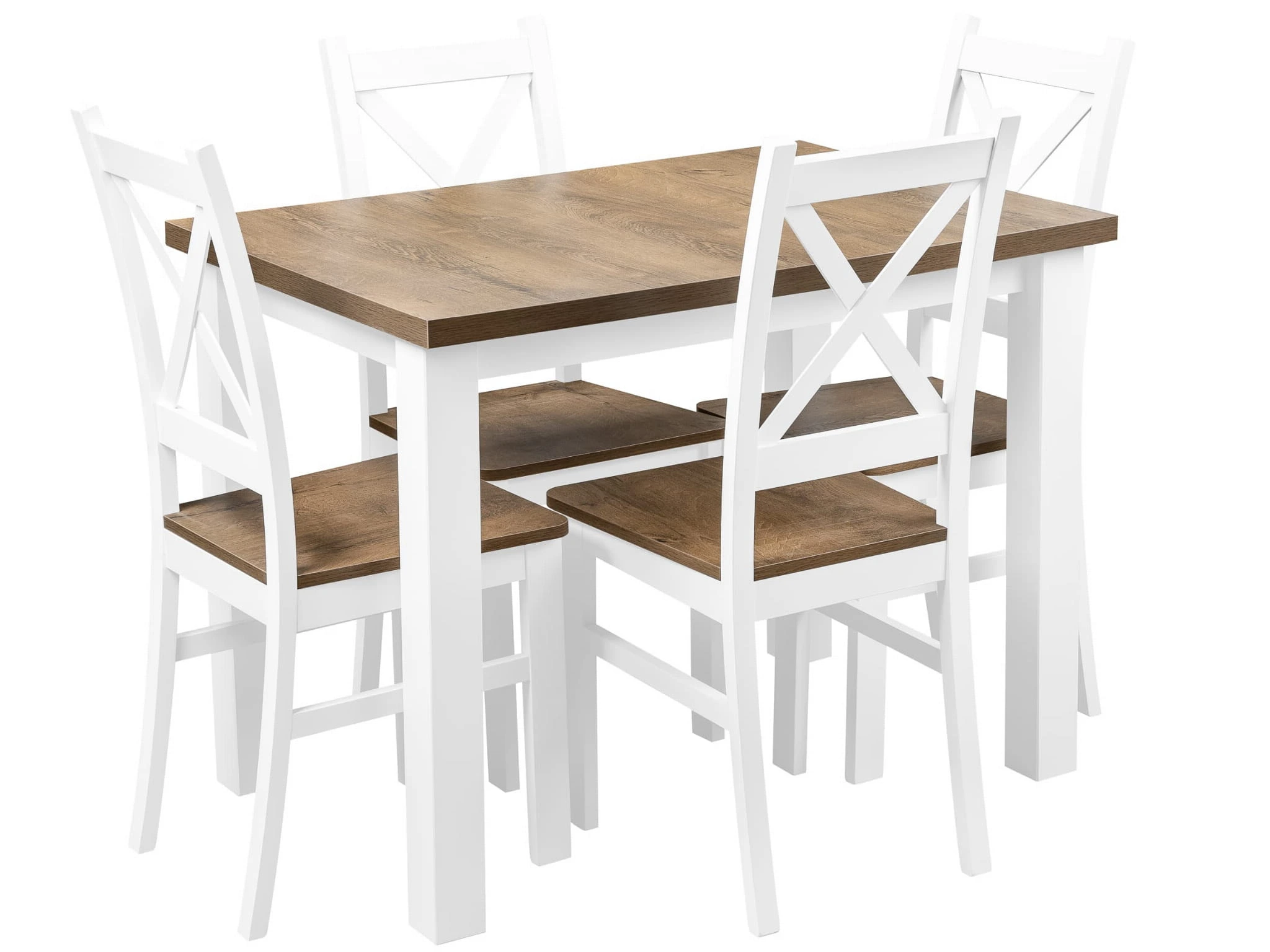 Zestaw 4x Krzesło do kuchni jadalni drewniane KRT Biały/Dąb Lefkas