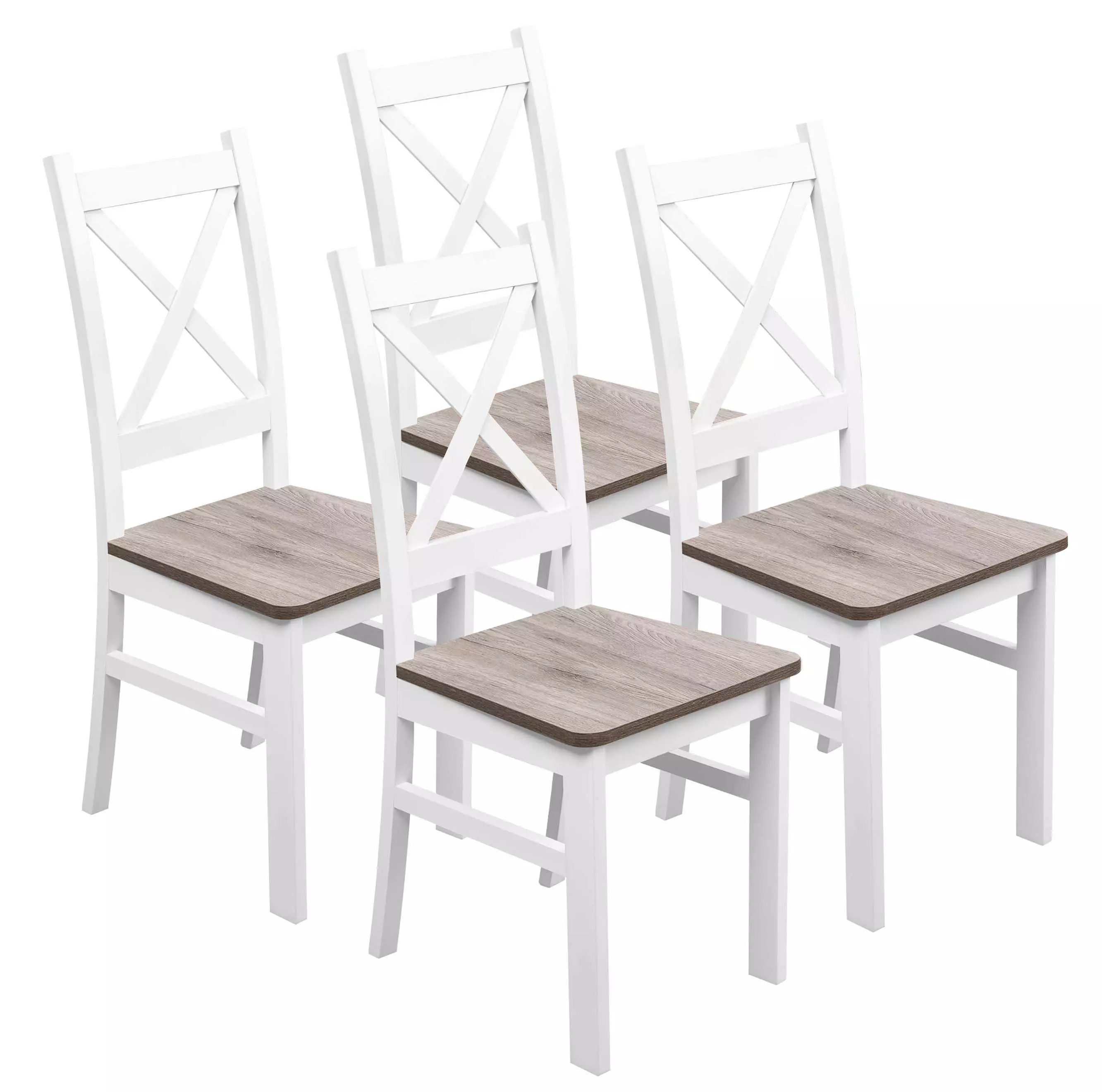 Zestaw 4x Krzesło do kuchni jadalni drewniane KRT Biały/San Remo