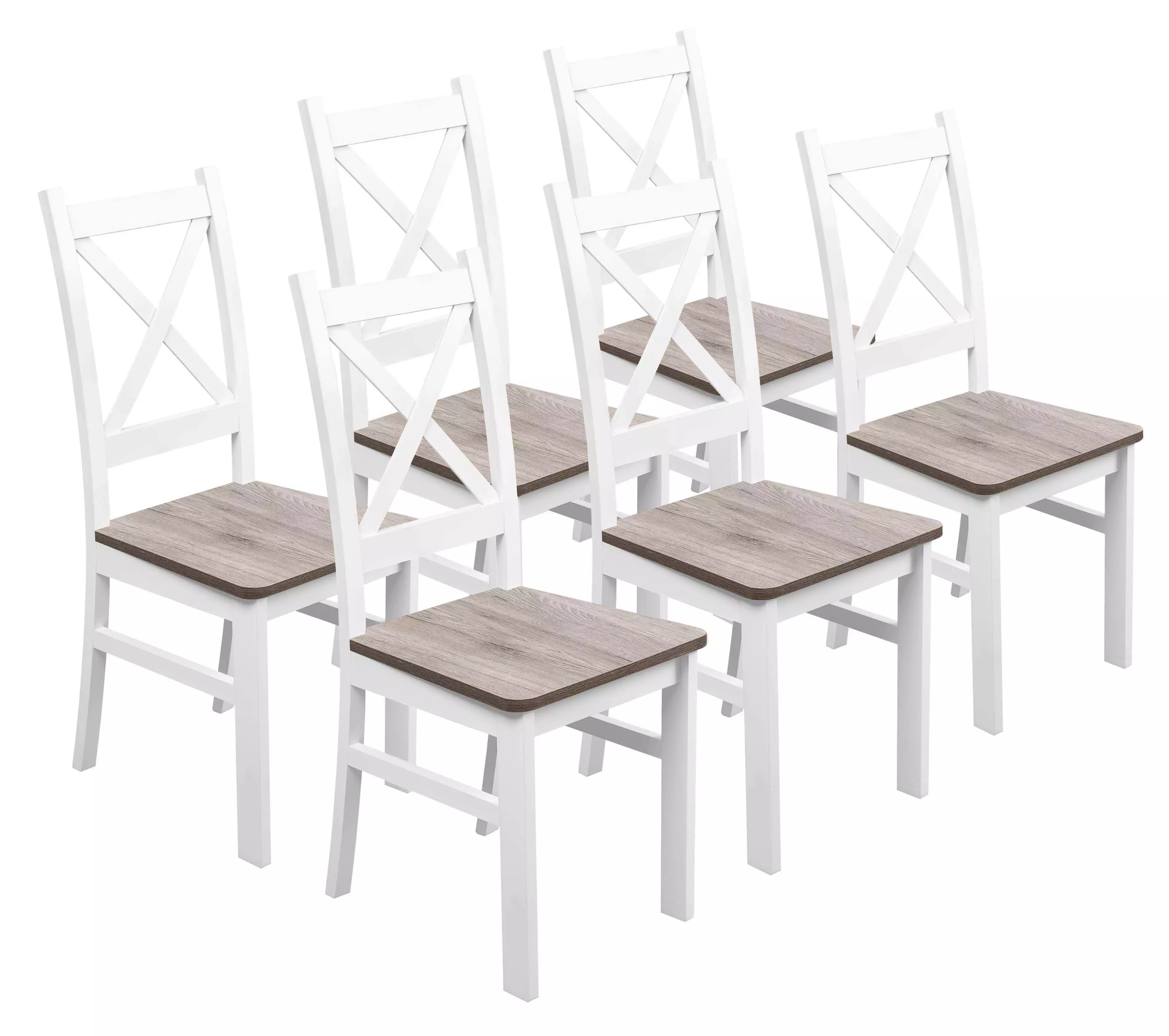 Zestaw 6x Krzesło do kuchni jadalni drewniane KRT Biały/San Remo